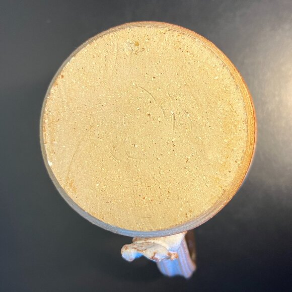 Handcrafted Hand Thrown Studio Clay Pottery Rounded & Ribbed Water Pitcher - Picture 15 of 16